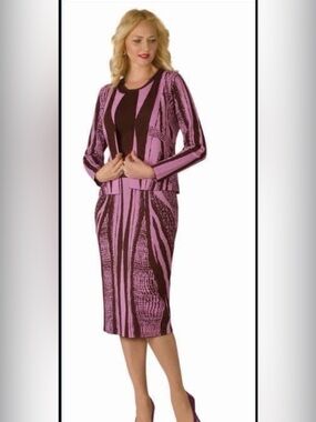 Pink and Brown 3 pc Knit Skirt Suit
